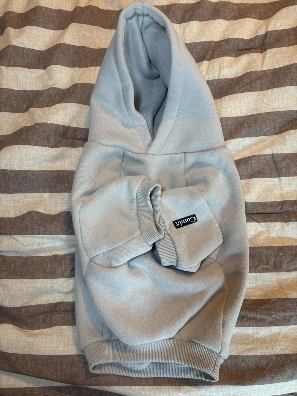 Comfort Plush Light Gray Dog Sweatshirt with Collar Tag